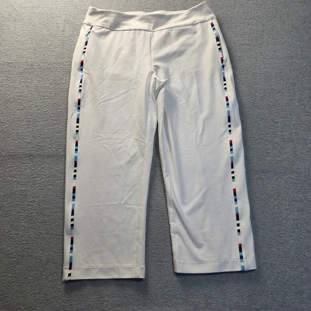 Athletic Capri Pants Womens White Cropped Stretch Activewear‎ Size 31